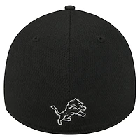 Men's New Era  Black Detroit Lions Scoreboard 39THIRTY Flex Hat