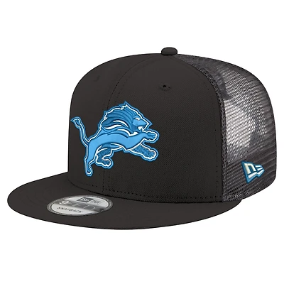 Casquette snapback 9FIFTY noire Detroit Lions de New Era pour homme