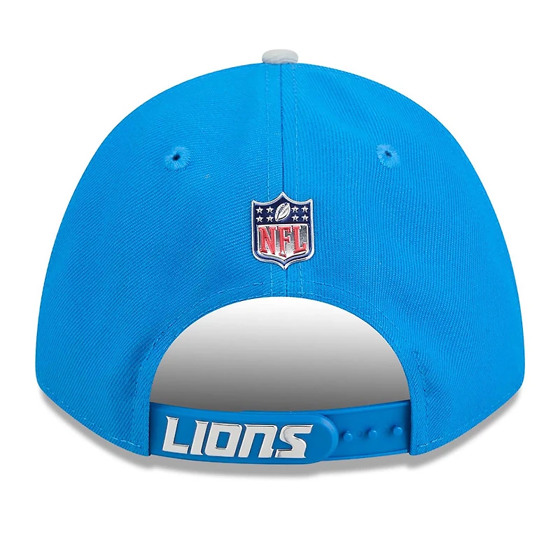 Casquette ajustable New Era bleue/argentée Detroit Lions 2026 NFL Draft 9FORTY M-Crown pour homme