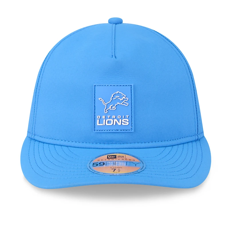 Casquette ajustée New Era 59FIFTY bleue Detroit Lions 2025 Sideline Retro Crown pour homme