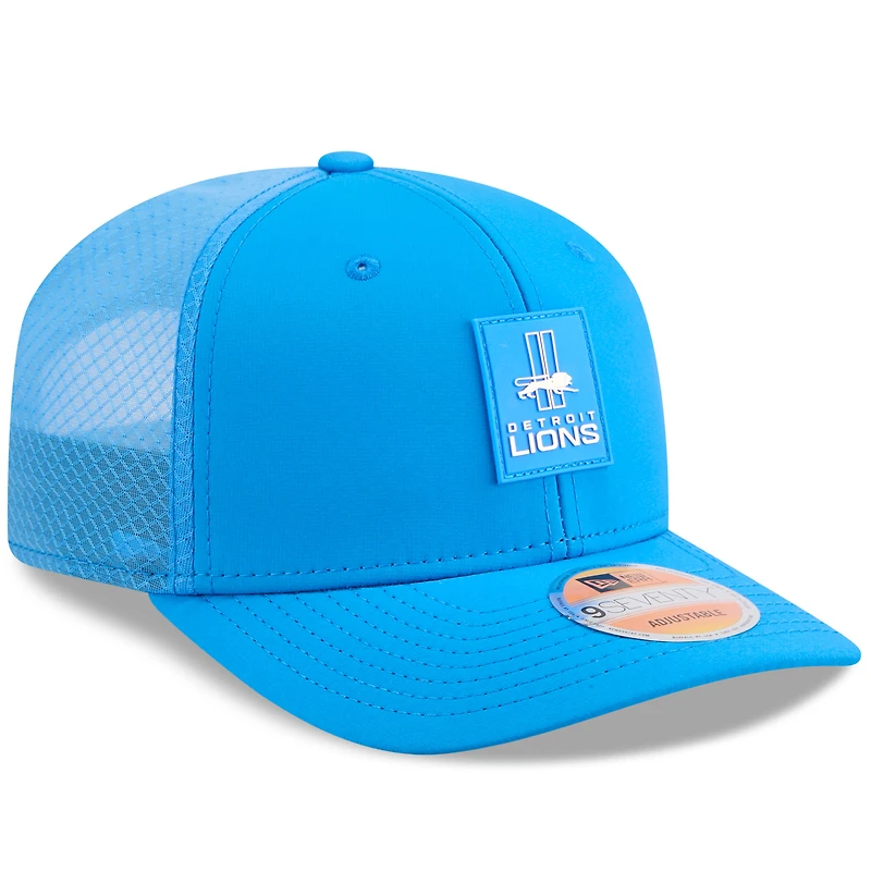 Men's New Era Blue Detroit Lions 2025 Sideline Throwback 9SEVENTY Trucker Adjustable Hat