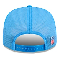 Casquette ajustable 9SEVENTY Trucker bleu Detroit Lions 2025 Sideline Throwback pour homme New Era
