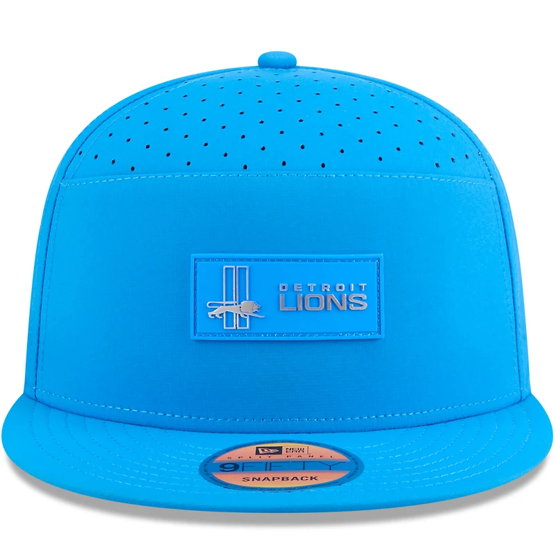 Men's New Era Blue Detroit Lions 2025 Sideline Throwback Split Panel 9FIFTY Snapback Hat