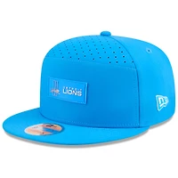 Men's New Era Blue Detroit Lions 2025 Sideline Throwback Split Panel 9FIFTY Snapback Hat
