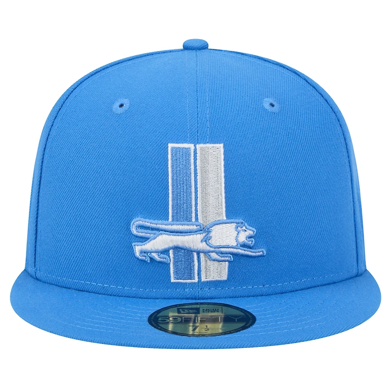 Men's New Era Blue Detroit Lions Alternate Main 59FIFTY Fitted Hat