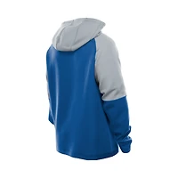 Sweat à capuche raglan bleu blocs de couleurs authentiques des Lions Detroit New Era pour homme