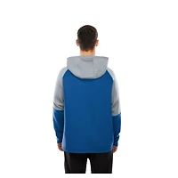 Sweat à capuche raglan bleu blocs de couleurs authentiques des Lions Detroit New Era pour homme