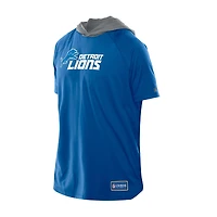 T-shirt à capuche et manches courtes raglan bleu Detroit Lions Combine Authentic pour homme New Era