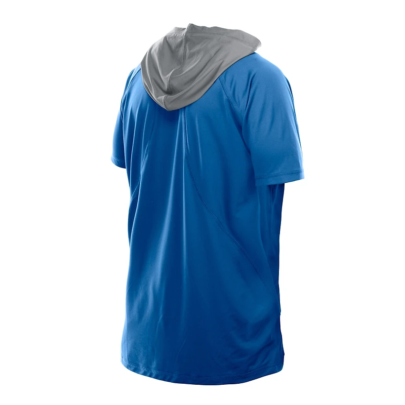 Men's New Era Blue Detroit Lions Combine Authentic Hooded Raglan Short-Sleeve T-Shirt