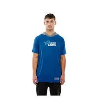 T-shirt à capuche et manches courtes raglan bleu Detroit Lions Combine Authentic pour homme New Era