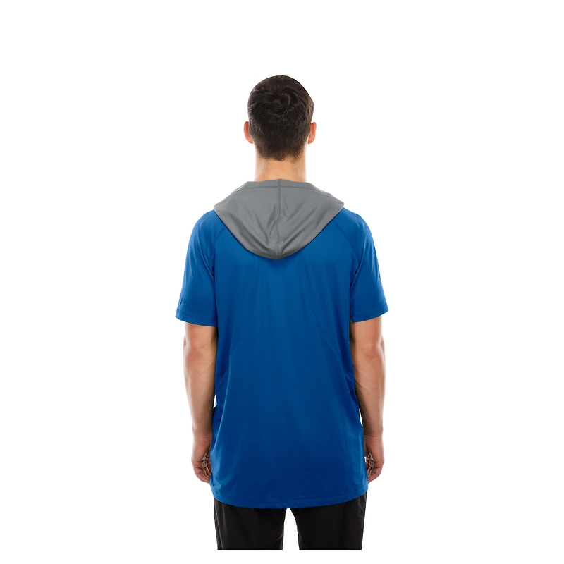 Men's New Era Blue Detroit Lions Combine Authentic Hooded Raglan Short-Sleeve T-Shirt