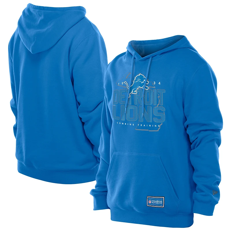 Men's New Era Blue Detroit Lions Combine Authentic Local State Throwback Hoodie