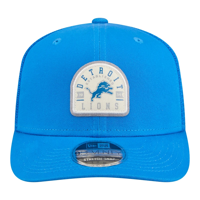 Casquette trucker ajustable New Era bleue Detroit Lions Contest 9SEVENTY pour homme