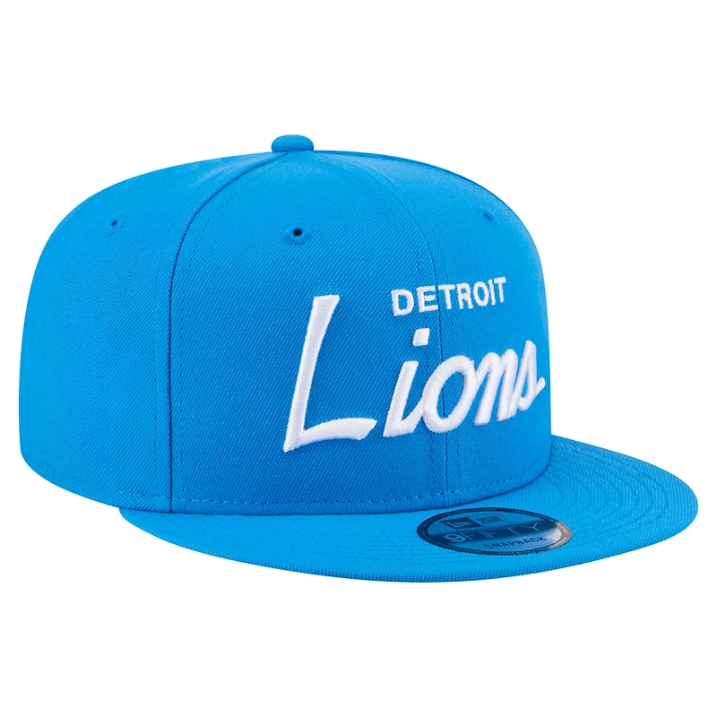Men's New Era Blue Detroit Lions Core Team Script 9FIFTY Snapback Hat
