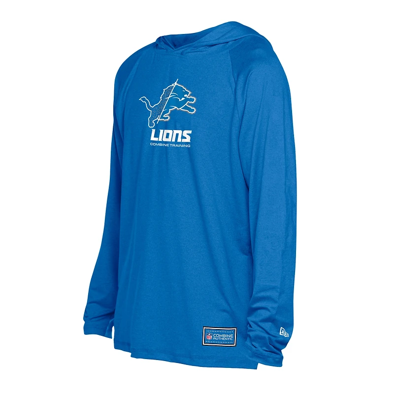 Sweat à capuche fonctionnel Fandom bleu Detroit Lions de New Era pour homme