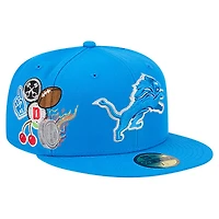 Men's New Era  Blue Detroit Lions Group Chat 59FIFTY Fitted Hat