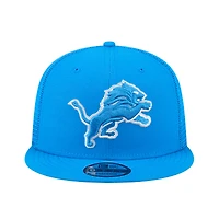 Casquette à visière plate bleue Detroit Lions 9FIFTY de New Era pour homme