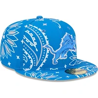 Casquette ajustée 59FIFTY bleue à motif cachemire des Detroit Lions New Era pour hommes