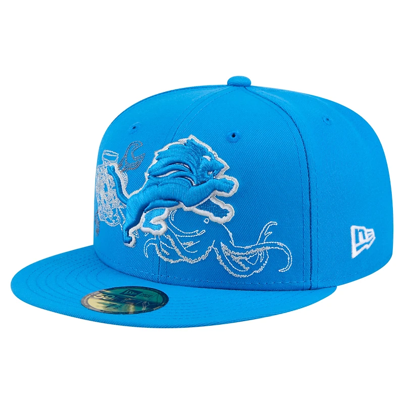 Casquette ajustée 59FIFTY bleue pour homme des Lions de Détroit New Era