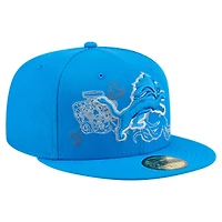 Men's New Era Blue Detroit Lions State Stitch 59FIFTY Fitted Hat