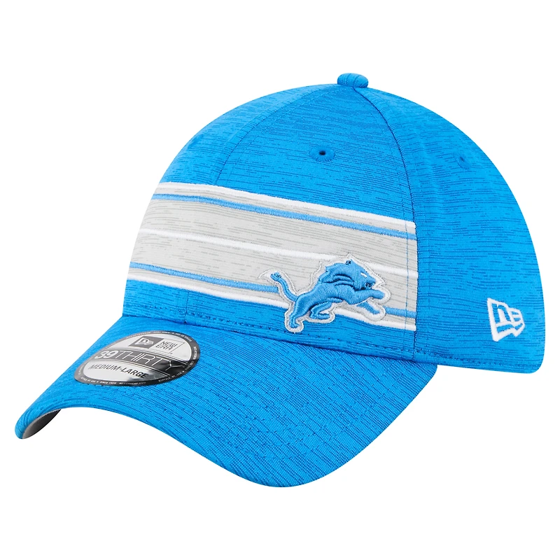 Casquette 39THIRTY Flex bleue à rayures des Detroit Lions de New Era pour homme