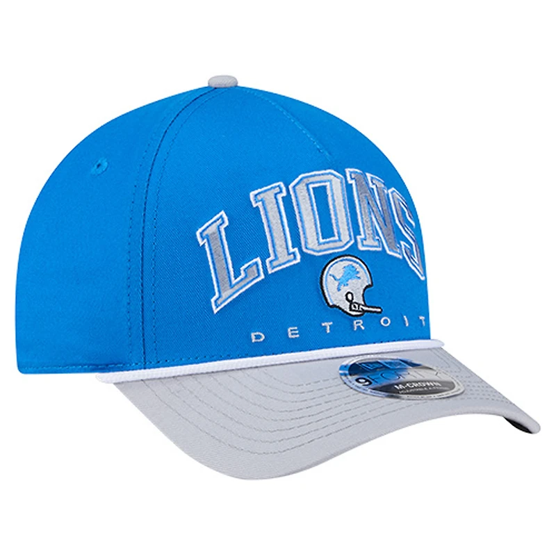 Casquette ajustable New Era Detroit Lions Throwback Arch COOLERA 9FORTY A-Frame M-Crown bleue pour homme