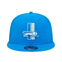 Men's New Era Blue Detroit Lions Throwback Main Trucker 9FIFTY Snapback Hat