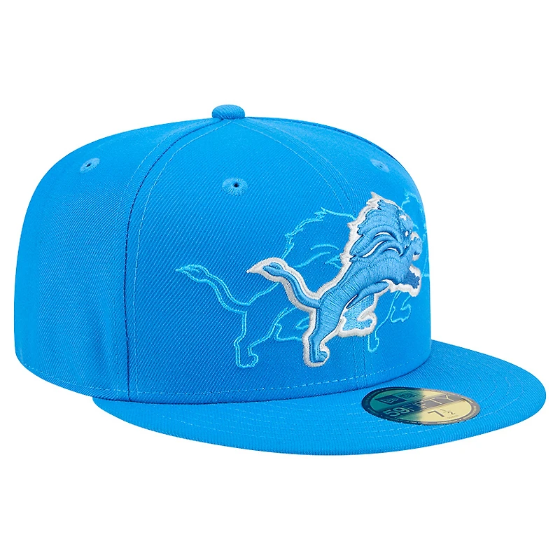 Men's New Era Blue Detroit Lions Tri-Hit 59FIFTY Fitted Hat