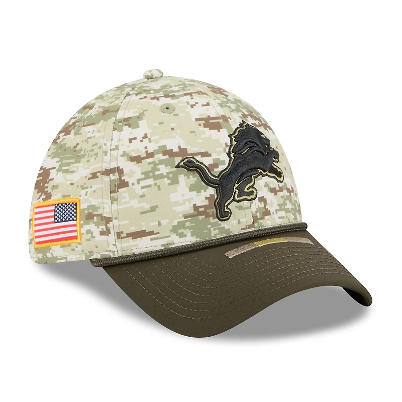 Men's New Era Camo/Dark Green Detroit Lions 2025 Salute to Service 39THIRTY Flex Hat