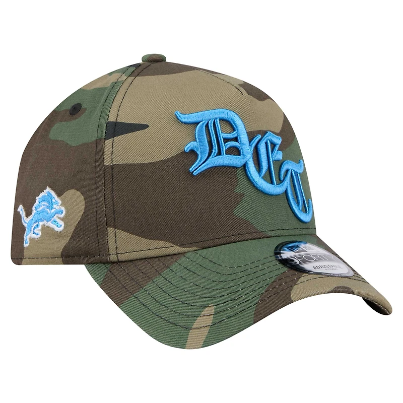 Men's New Era Camo Detroit Lions Mystic Camo A-Frame 9FORTY Adjustable Hat