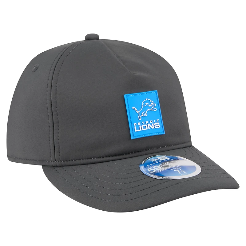 Men's New Era Charcoal Detroit Lions 2025 Sideline Cold Weather Retro Crown 59FIFTY Fitted Hat