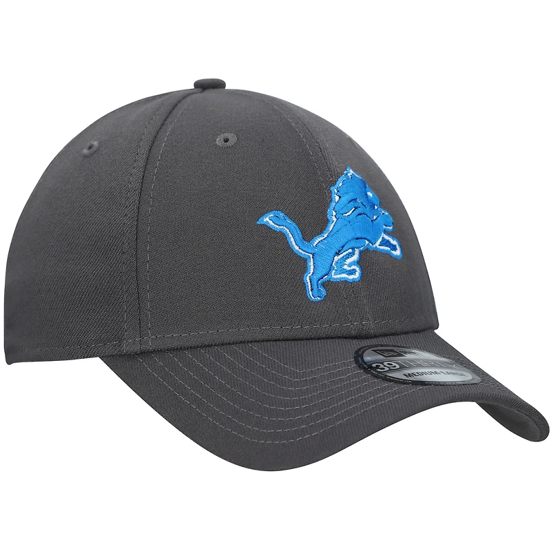 Men's New Era Charcoal Detroit Lions Primary Logo 39THIRTY Flex Hat
