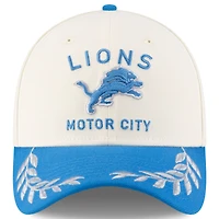 Casquette New Era 39THIRTY Flex crème/bleu pour homme des Lions de Detroit, repêchage NFL 2025
