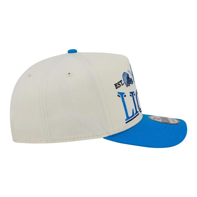 Men's New Era Cream/Blue Detroit Lions A-Frame 9FIFTY Snapback Hat