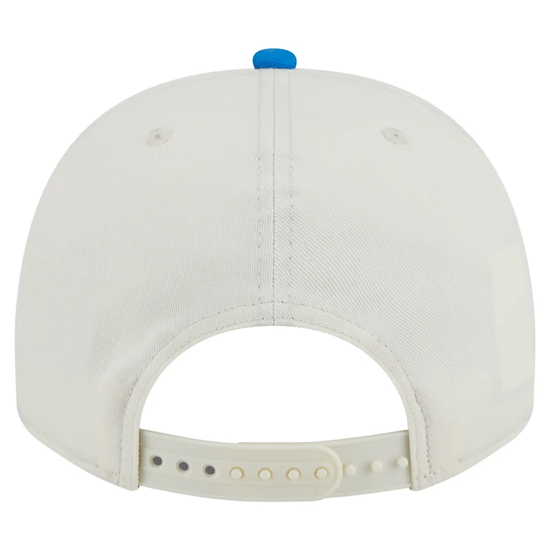 Casquette ajustable en A à point de chaînette des Lions de Detroit New Era pour homme, couleur crème/bleu