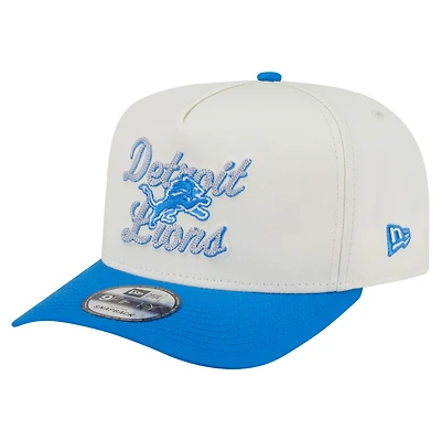 Men's New Era  Cream/Blue Detroit Lions Chainstitch A-Frame 9FIFTY Adjustable Hat