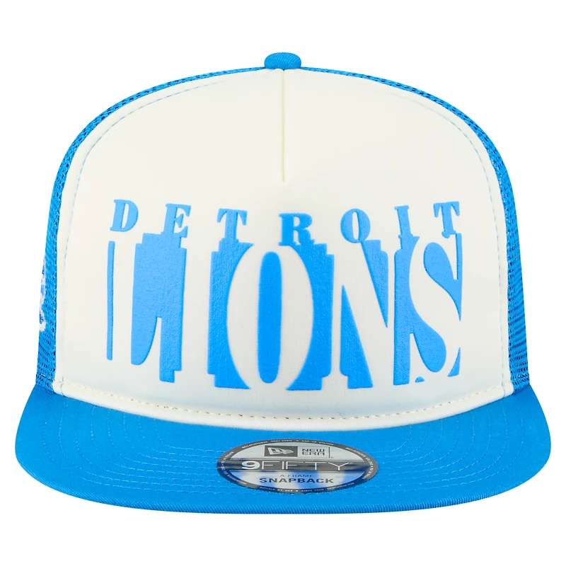 Men's New Era Cream/Blue Detroit Lions  Cutout A-Frame 9FIFTY Snapback Hat