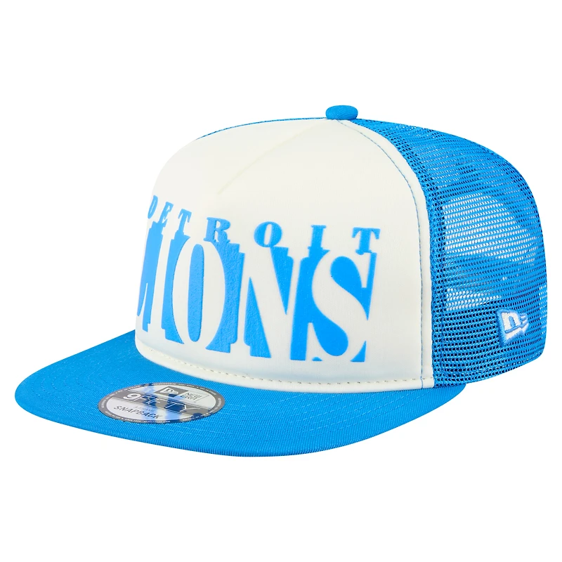 Men's New Era Cream/Blue Detroit Lions  Cutout A-Frame 9FIFTY Snapback Hat