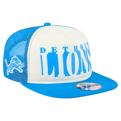 Men's New Era Cream/Blue Detroit Lions  Cutout A-Frame 9FIFTY Snapback Hat