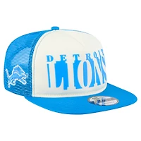 Men's New Era Cream/Blue Detroit Lions  Cutout A-Frame 9FIFTY Snapback Hat