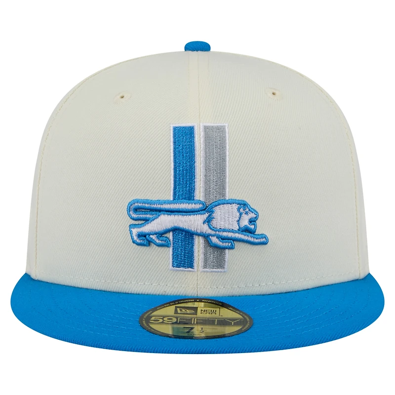 Casquette ajustée 59FIFTY Main New Era pour homme, couleur crème/bleu, des Lions de Detroit
