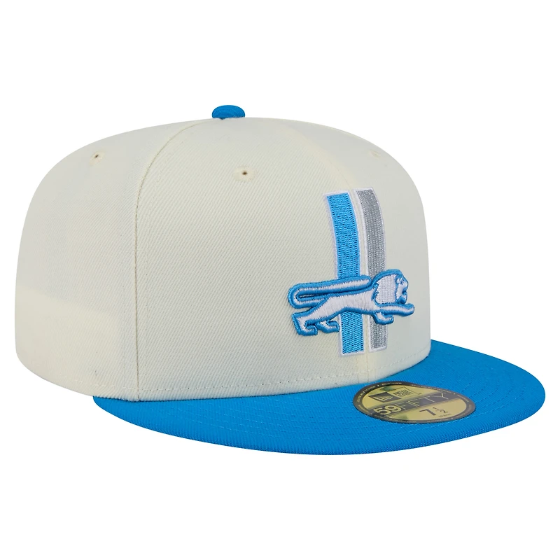 Casquette ajustée 59FIFTY Main New Era pour homme, couleur crème/bleu, des Lions de Detroit