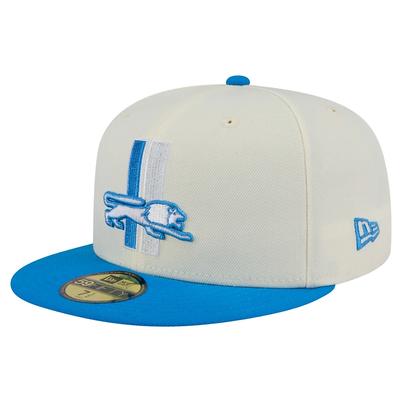 Casquette ajustée 59FIFTY Main New Era pour homme, couleur crème/bleu, des Lions de Detroit