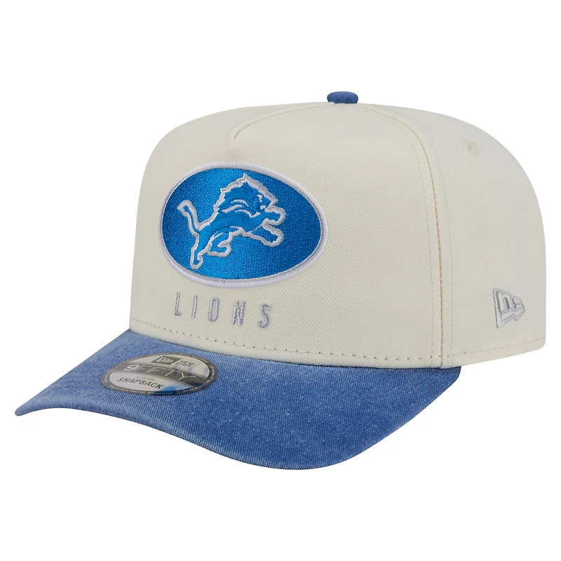 Casquette snapback New Era 9FIFTY crème/bleue Detroit Lions pour homme