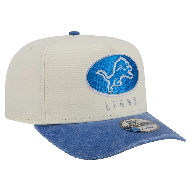 Men's New Era  Cream/Blue Detroit Lions Washed A-Frame 9FIFTY Snapback Hat