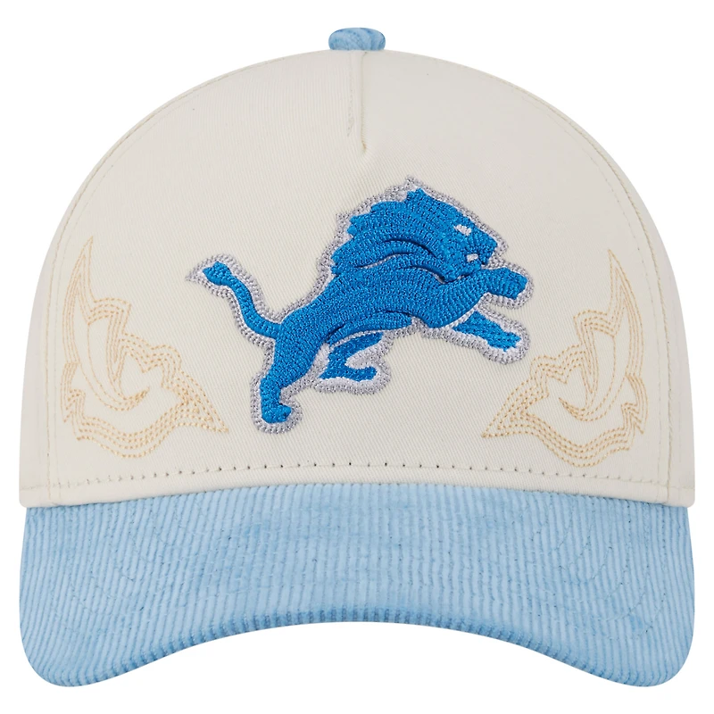 Men's New Era Cream/Blue Detroit Lions Western 9FORTY A-Frame Adjustable Hat