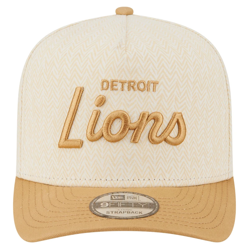 Men's New Era Cream Detroit Lions Herringbone 9FIFTY A-Frame Snapback Hat