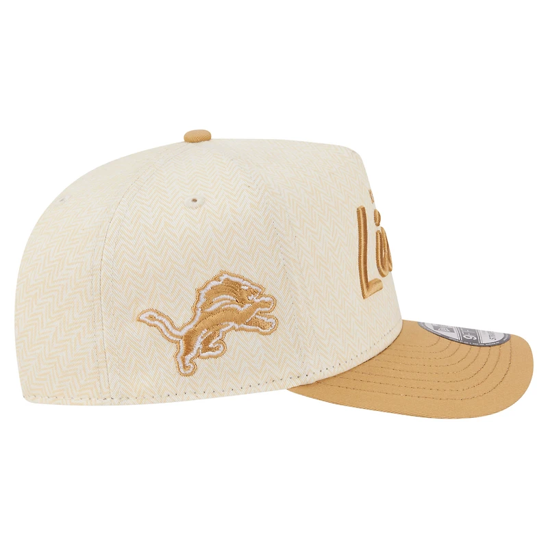Men's New Era Cream Detroit Lions Herringbone 9FIFTY A-Frame Snapback Hat