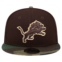 Men's New Era  Dark Brown Detroit Lions Burnt Wood Camo 9FIFTY Snapback Hat