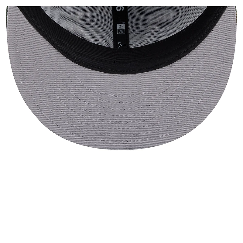 Casquette snapback New Era 9FIFTY pour homme, marron foncé, motif camouflage Detroit Lions Burnt Wood.